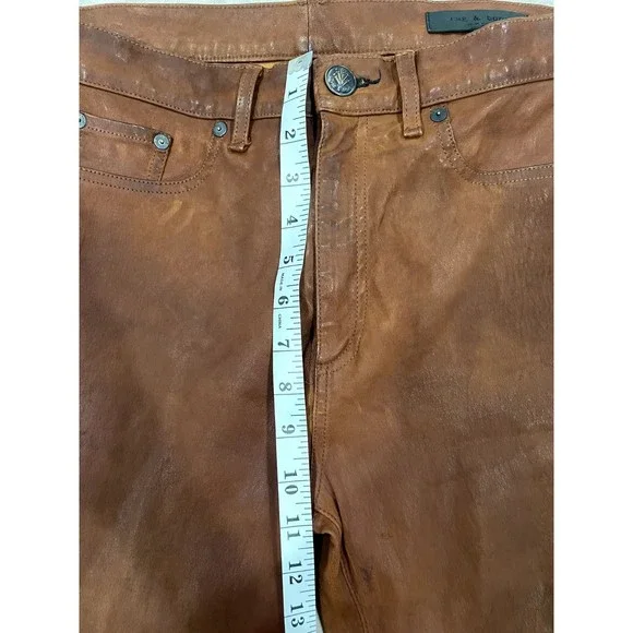 Rag & Bone Womens Sz 30 Hana Lamb Leather Pants Brown Highrise Crop Wide Leg - Picture 9 of 11